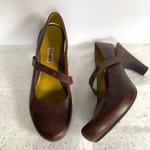 Tsubo Acrea Size 10  Brown Leather Slingback Mary Jane Pumps Comfort - 9.5 39.5 - Picture 8 of 13